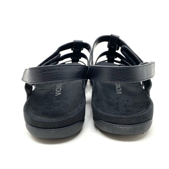 Vionic Amber Black Crocodile - Women's Adjustable Slide Sandal - Orthaheel WIDE - Picture 4 of 7